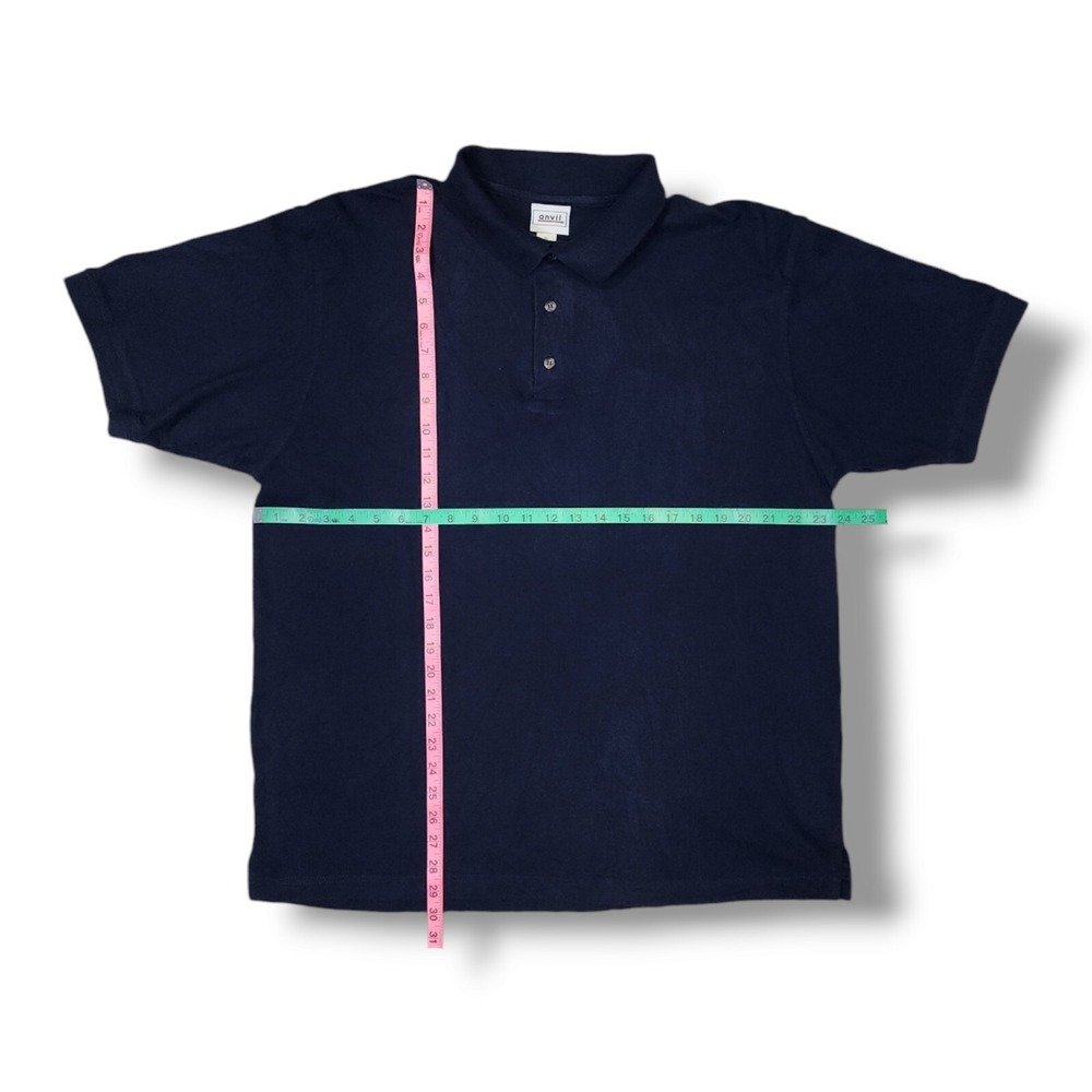 Anvil Blue Short Sleeve Vintage 90s Pre-Shrunk Cotton Polo Shirt Men's Size XL - Picture 3 of 8